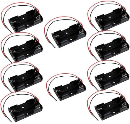 Batterijhouder AA - Batterijbox AA - Elektronica Projecten - Met Kabels - 10 stuks - Zwart