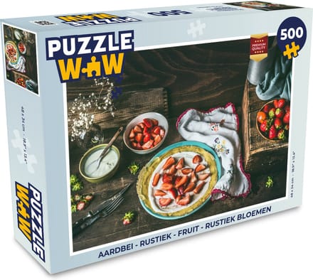 Puzzel Aardbei - Rustiek - Fruit - Rustiek Bloemen - Legpuzzel - Puzzel 500 stukjes