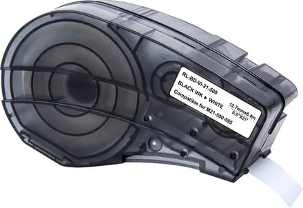 Label compatible Brady BMP21-LAB BMP21-PLUS wit tape - Vinyllabel M21-500-595 12,7 mm x 6,4 m