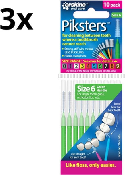 Piksters 6 Groen 0.80mm - 3 x 10 stuks - Voordeelverpakking