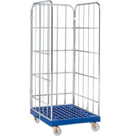 Rolcontainer, 3-zijdig, blauw RAL 5010