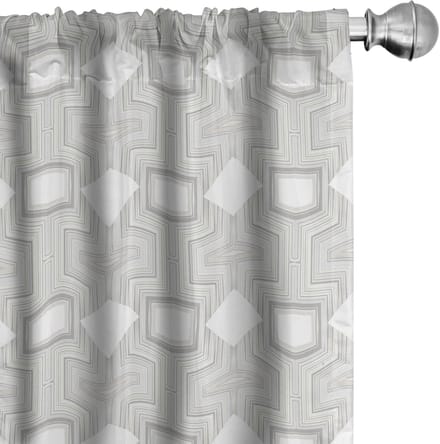 ABAKUHAUS Abstrakt Gordijnen – 2x75x245 cm – Microvezel – Halfschaduw Grijs Beige/Wit