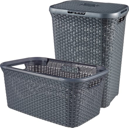 Curver Style Wasmand met Deksel 60L + Wasmand 45L - Antraciet
