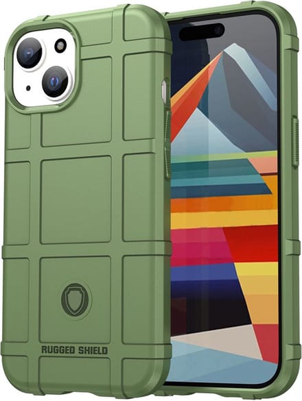MobyDefend Hoesje - Geschikt voor iPhone 15 - Rugged Shield TPU Backcover - Groen