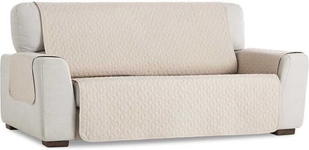 Geo Quilt - Bankbeschermer - 240cm breed - Beige - Teflon beschermlaag - Anti-slip onderkant