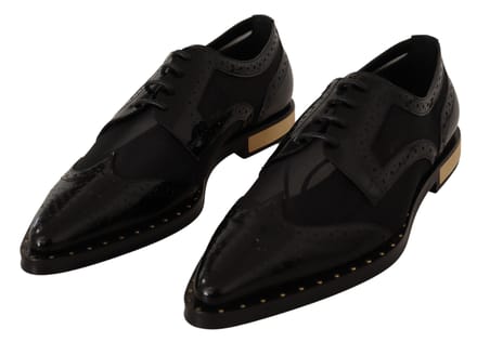 Dolce & Gabbana Dames Zwarte Leren Broques Transparante Wingtip Schoenen