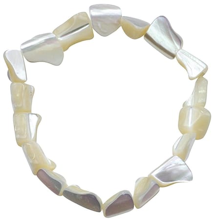 Armband White Shell Small - wit - parelmoer - elastisch armband - luxe sieraden zakje - wit armband - armband dames