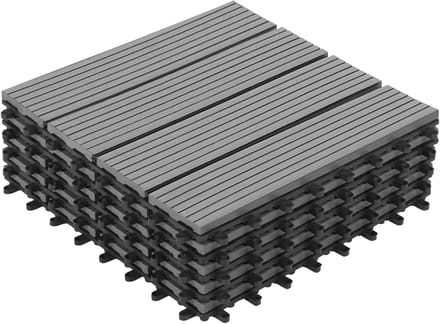 Set van 5 Composiet Terrastegels voor Buiten, Houtlook, Grijs, 30x30 cm