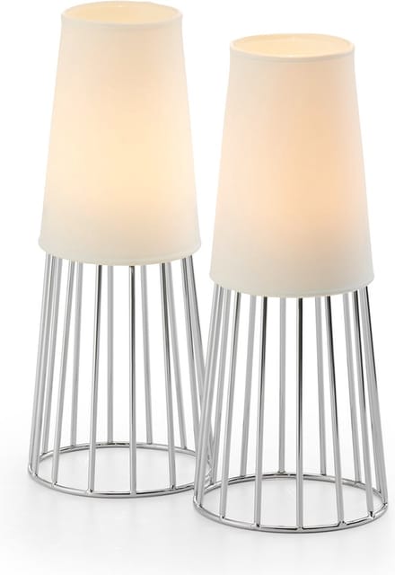 Philippi Lighthouse Theelichthouder - Waxinehouder - Set 2 stuks - Zilver/Mat glas