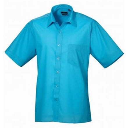 Premier Herenshirt met korte mouwen Popeline (Turquoise)