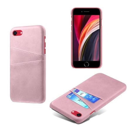 Back Cover met Opbergvakjes + PMMA Screenprotector voor iPhone SE 2020 / SE 2022 _ Roze Goud