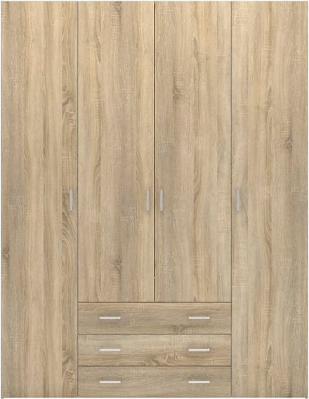 Spell Kledingkast - 200.4 cm hoog - 4 deuren en 3 lades - Eiken decor