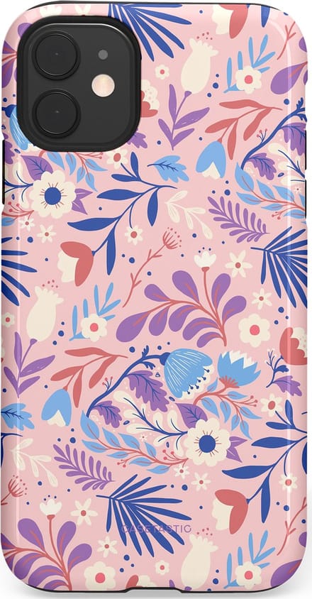 Casetastic hoesje geschikt voor Apple iPhone 11 - Dubbellaagse bescherming - Bloeispel - Fashion Case - Lichtroze Lavendel Crème Lichtgrijs