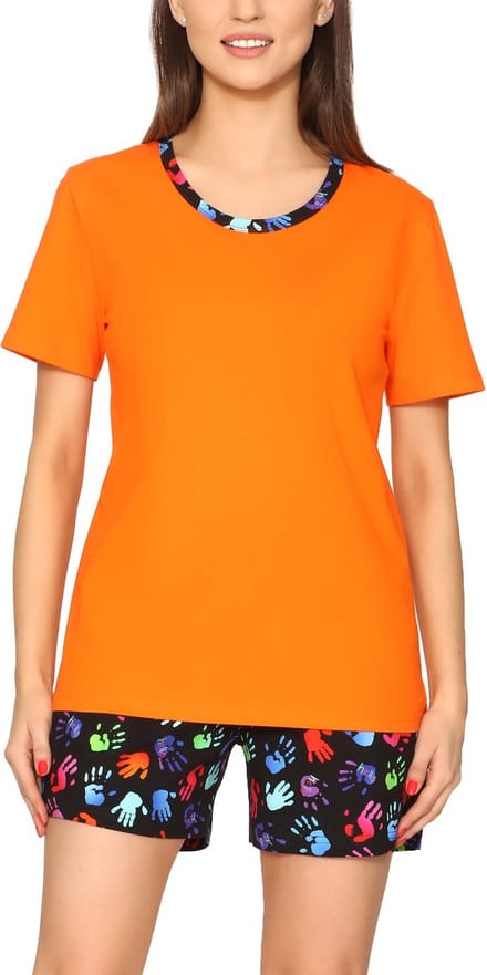 Merry Style Dames Pyjama - Korte mouwen - Korte broek - Katoen - Orange Hände – S - MS-MS10-396-PJ