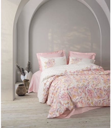 Parure de lit - 1 housse de couette 220 x 240 cm + 2 taies d'oreiller 60 x 60 cm - 100% coton renforcé - Rose