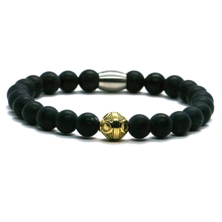 Heren armband onyx - goud RVS - IbizaMen