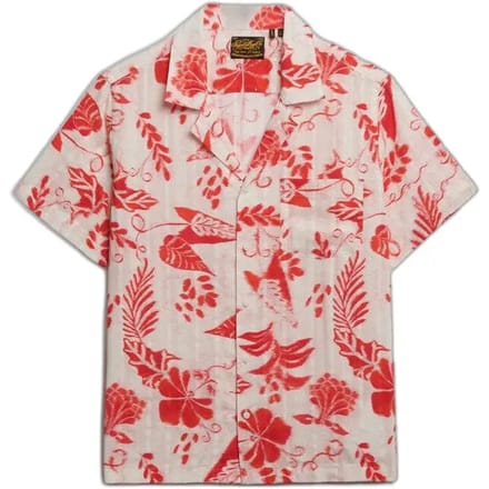 Superdry Beach Printed Overhemd met Korte Mouwen Red Grootte: 40