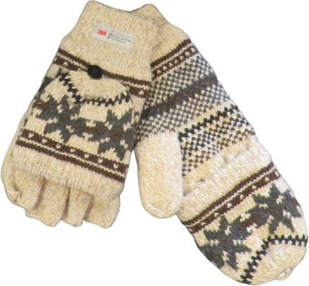 Thinsulate handschoen dames met halve vingers - 30% wol met kapje en knoop