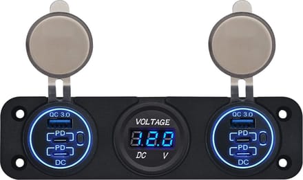 ProRide 12V USB Autolader 6 Poorten - QC3.0 - P19171 - Drievoudig inbouw met Voltmeter