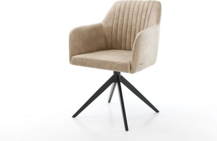 Gestoffeerde-stoel Greg-Flex kruisframe breed zwart microvelours beige vintage pocketveer kern