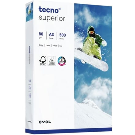 Kopieerpapier tecno superior, DIN A3, 80 g/m², helder wit, 1 pak = 500 vel