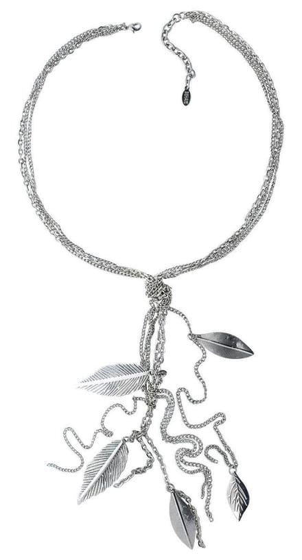 Behave - Statement ketting - Nature stijl - Zilverkleur bladeren - 52 cm