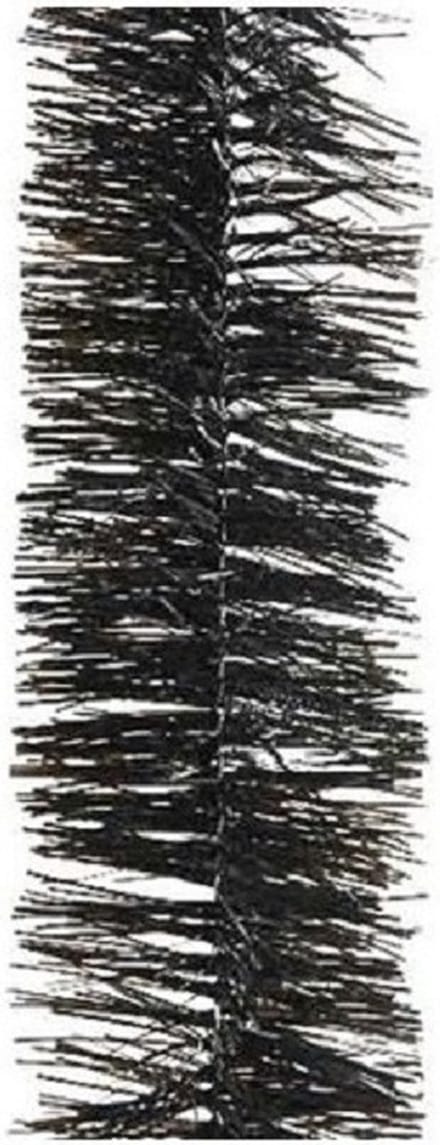 Decoris kerstslinger - 3x - zwart - 270 x 7 cm - folie/tinsel - lametta kerstboomversiering