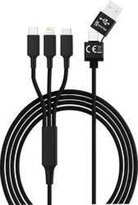 Smrter SMRTER_HYDRA_ULT_BK USB-laadkabel USB 2.0 USB-A stekker, USB-C stekker, Apple Lightning stekker, USB-micro-B stekker 1.20 m Zwart
