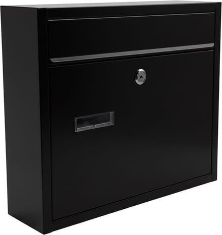 Brievenbus met slot - 31 x 36 x 10 cm - metaal - zwart