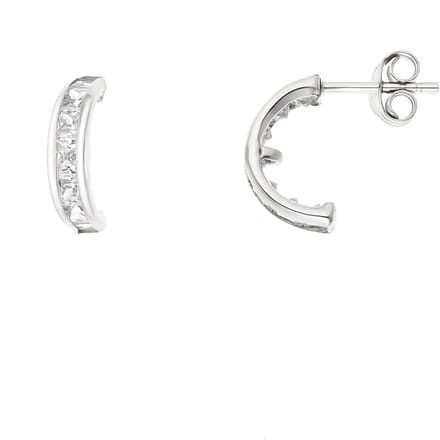 Halve Creolen Sieraden Zirkoniumoxiden en Silver 925 - Cream