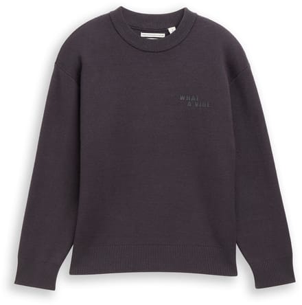 Tom Tailor - Oversized gebreide trui met print - Maat 152 - coal grey