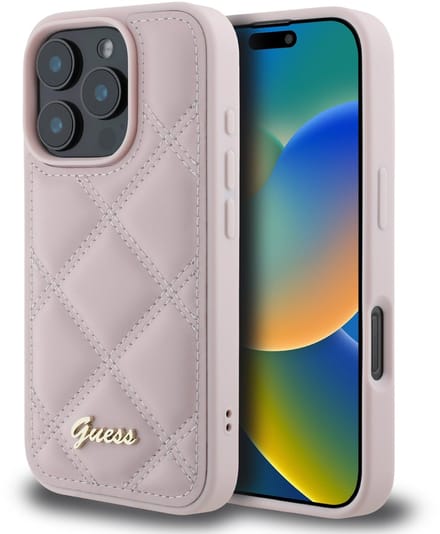 Hoes voor Apple iPhone 16 Pro Max, Guess, Quilted Metal Logo, Roze