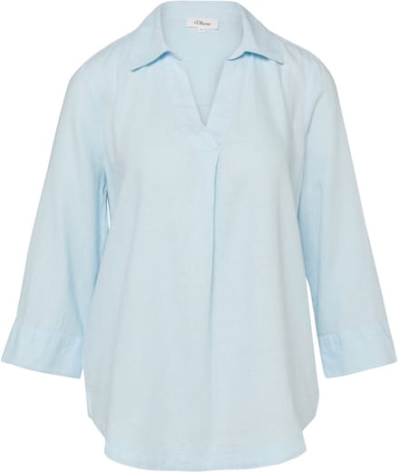 Linnen gemengde blouse met 3/4 mouwen en kraag voor dames s.Oliver