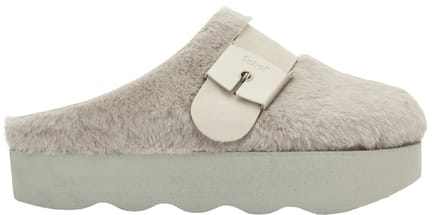 SCHOLL GRETA E Synthetic fur Womens Taupe FALSO Clogs - Taupe - Maat 40