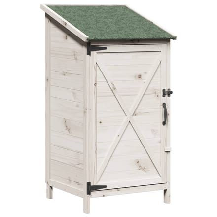 vidaXL - Tuin - Shed - Wit - 59,5 - x - 56 - x - 113,5 - cm - Massief - Vurenhout