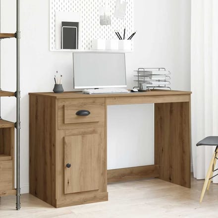 vidaXL - Bureau - Artisan - Eiken - 50 - x - 115 - x - 75 - cm - Bewerkt - hout