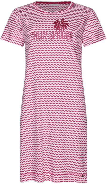 MyRebelle - Nachthemd - Palm Springs - Bio Katoen - Roze/Wit - Maat 38