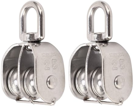 Stainless Steel Dubbele Pulley Blok - 150kg Capaciteit en Draaibaar