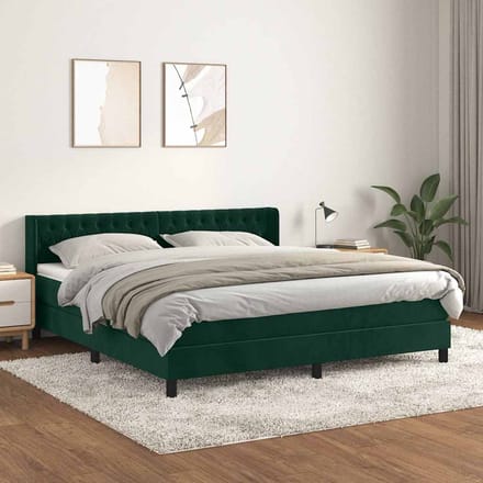 vidaXL - Boxspring - met - matras - fluweel - donkergroen - 180x200 - cm