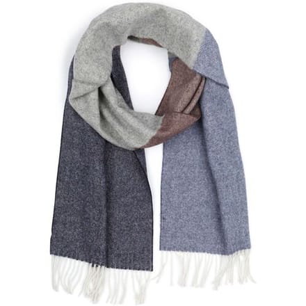 Profuomo Sjaal Lamswol Grijs Blauw Bruin - Maat - Heren
