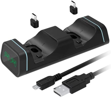 WiseGoods Premium Controller Oplaadstation Geschikt Voor Xbox / Nintendo & PS5 - Inclusief 2 Accu's - Draadloze Oplader