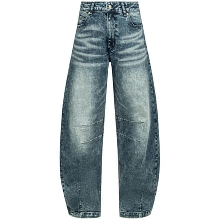 R.E.D. Rock-Engineered Design Blauwe jeans in barrel fit met borduursel en patch van imitatieleer - Dames - W28L30