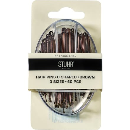 Stuhr Hair Pins U Shaped Brown 3 Sizes 60 st
