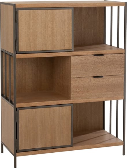 Wandkast Modern Hout/Metaal Bruin Laag - 120.5 cm