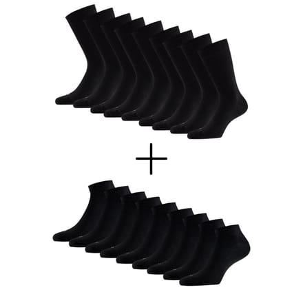 Morethansocks - Dagelijkse sokken bundel - 18-Paar (€3,00 per paar) - 9-Paar Modal sokken basis - 9-Paar Modal sneakersokken - Modal - Maat 35 t/m 46
