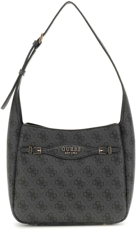 GUESS Schoudertas Katya Hobo Shoulder Bag Coal Logo Donkergrijs
