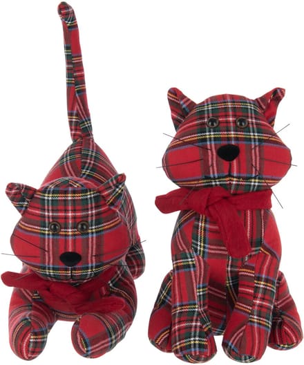 J-Line deurstopper Kat Geruit - polyresin - rood//groen - 2 stuks