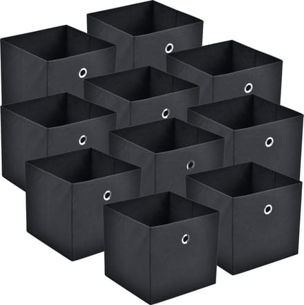 Opbergmanden 28x30x30 cm opvouwbaar set van 10 zwart
