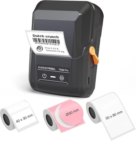 Labelprinter Bluetooth – Thermische Etikettenprinter Zonder Inkt – 20-50 mm – Inclusief 3 Labelrollen