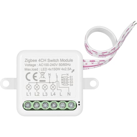 2CH Zigbee Mini Smart Switch-relaismodule Ondersteuning 2-weg schakelaar voor slimme huisautomatisering 4CH Zigbee Switch Module wit